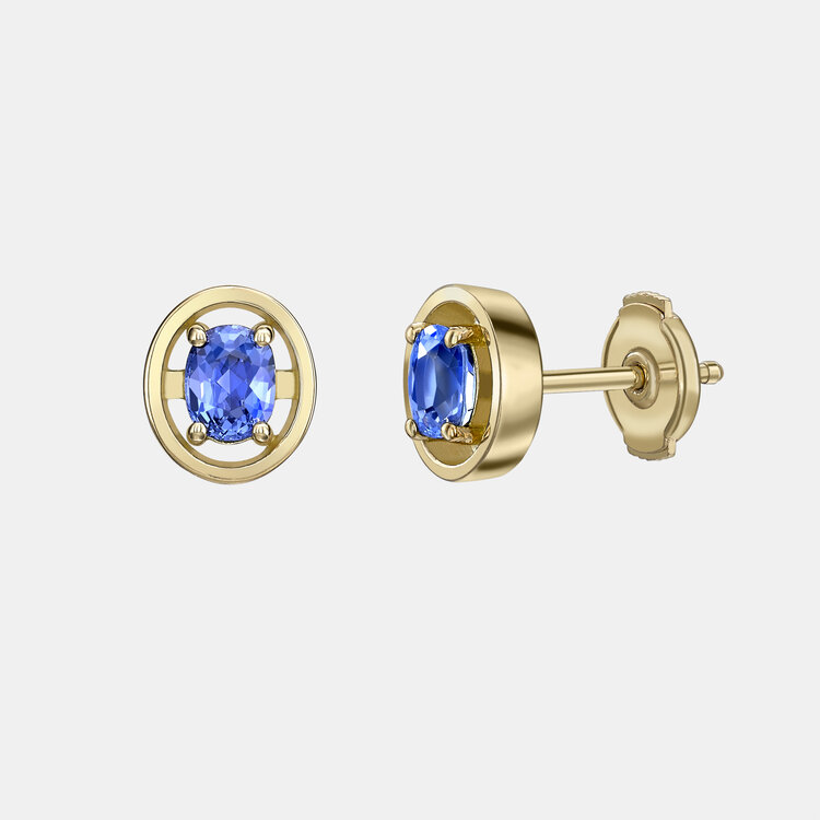 Bespoke Sapphire and Yellow Gold Stud Earrings