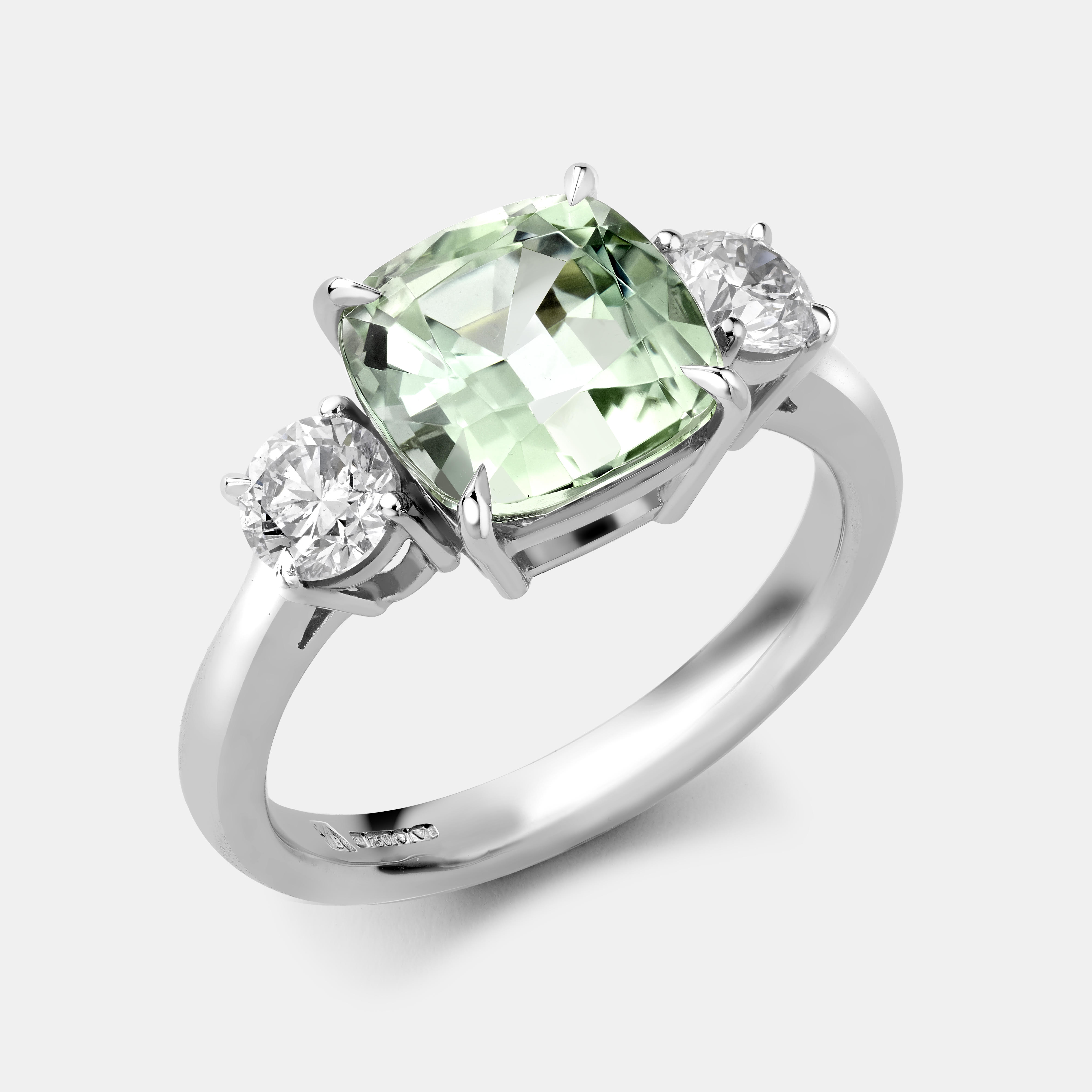 The Mint Green Tourmaline and Diamond Ring