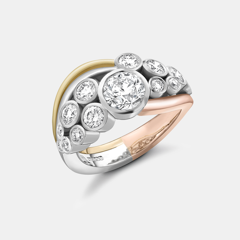 Two-Tone Diamond Bubble Ring
